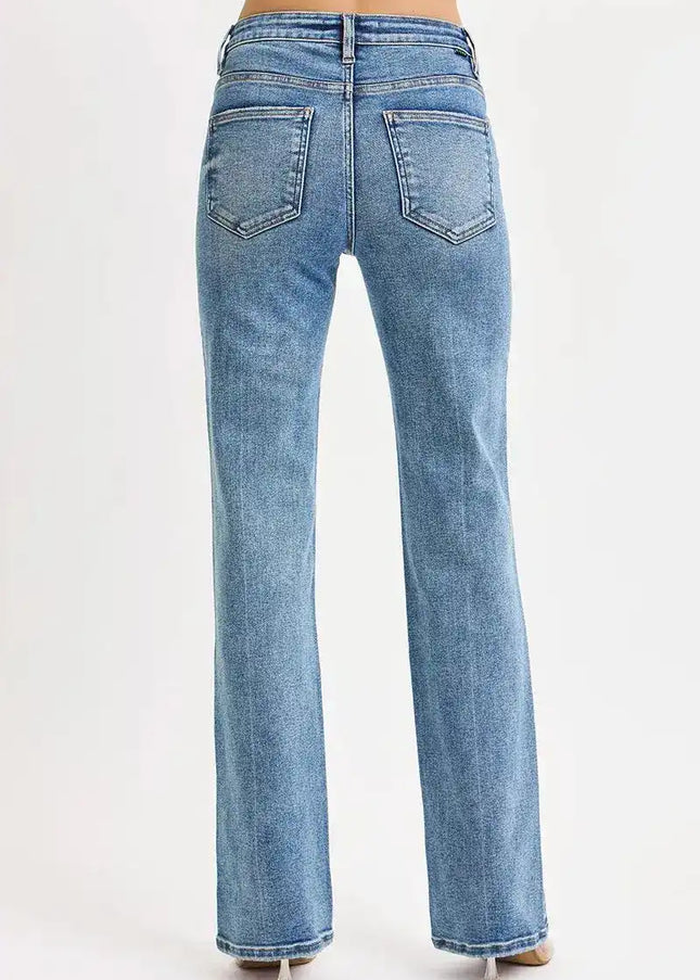 RISEN Full Size Tummy Control High Rise Straight Jeans Plus Size - Sleekdenim.com