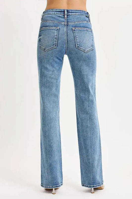 RISEN Full Size Tummy Control High Rise Straight Jeans Plus Size - Sleekdenim.com