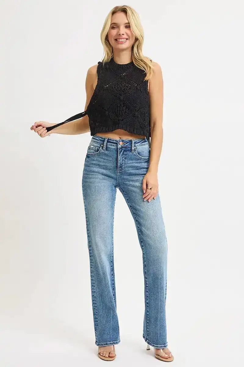 RISEN Full Size Tummy Control High Rise Straight Jeans Plus Size - Sleekdenim.com