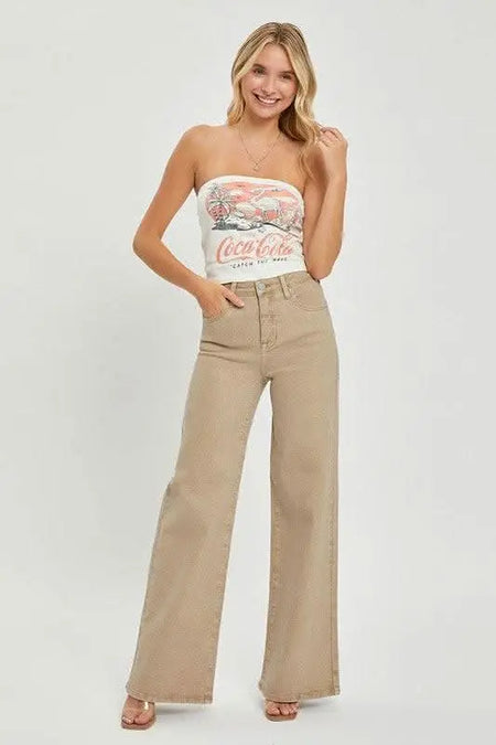 RISEN Full Size Tummy Control High Rise Wide Leg Jeans Plus Size - Sleekdenim.com