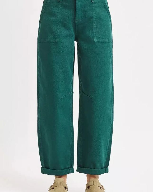 RISEN High Rise Ankle Cuffed Barrel Pants - Sleekdenim.com