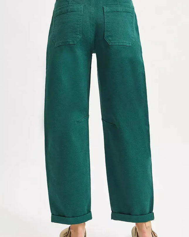 RISEN High Rise Ankle Cuffed Barrel Pants - Sleekdenim.com