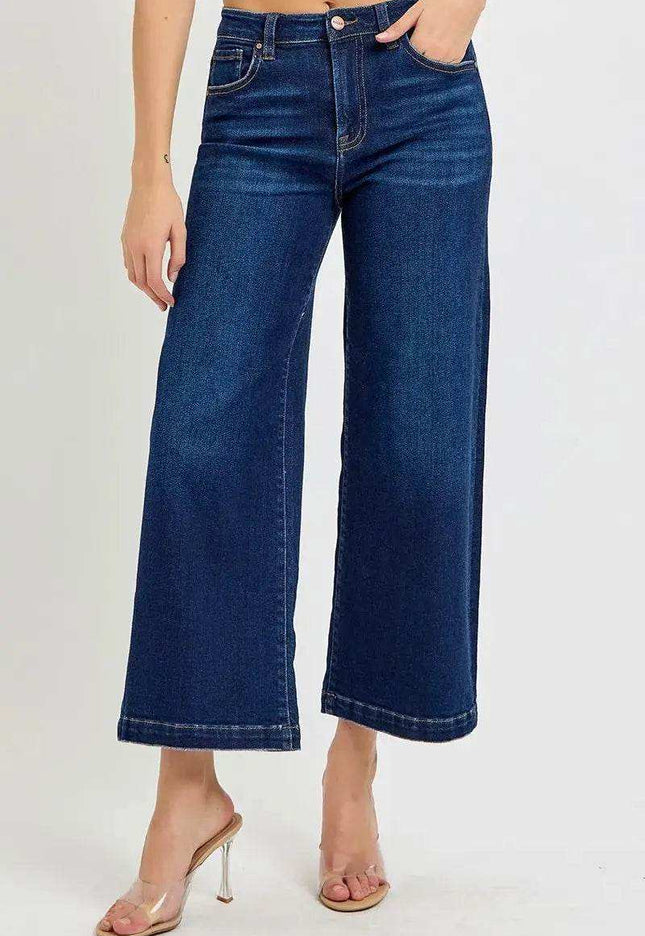 RISEN High Rise Crop Wide Jeans - RDP5921 - Sleekdenim.com