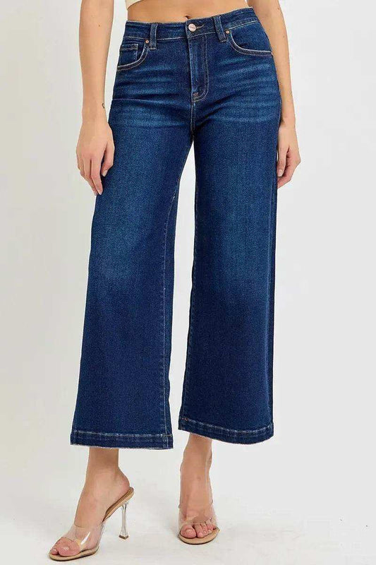 RISEN High Rise Crop Wide Jeans - Sleekdenim.com