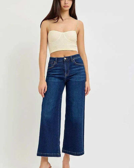 RISEN High Rise Crop Wide Jeans - Sleekdenim.com