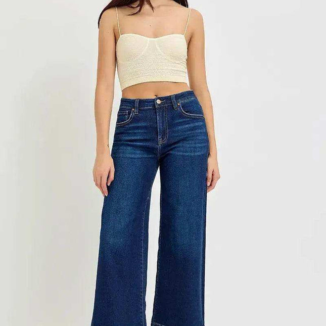 RISEN High Rise Crop Wide Jeans - RDP5921 - Sleekdenim.com