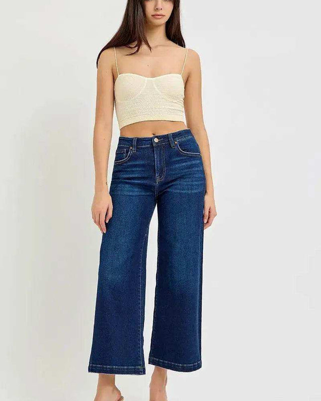 RISEN High Rise Crop Wide Jeans - Sleekdenim.com