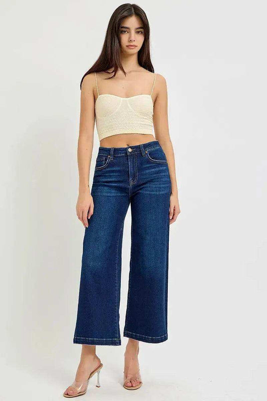 RISEN High Rise Crop Wide Jeans - Sleekdenim.com