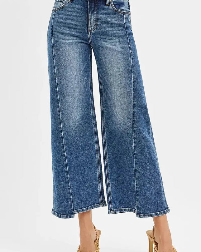 RISEN High Rise Crop Wide Leg Jeans with Step Hem - Sleekdenim.com