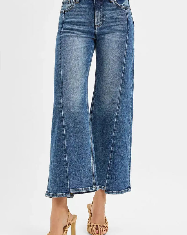 RISEN High Rise Crop Wide Leg Jeans with Step Hem - Sleekdenim.com