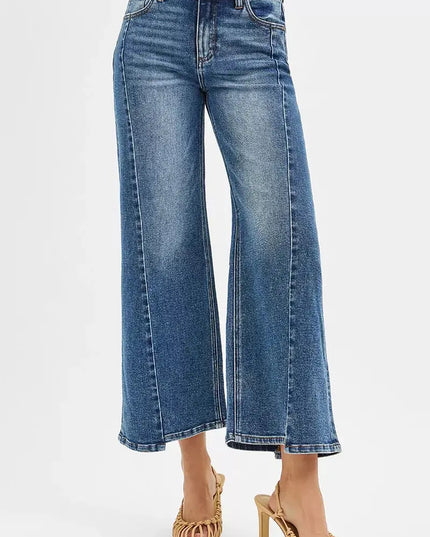 RISEN High Rise Crop Wide Leg Jeans with Step Hem - Sleekdenim.com