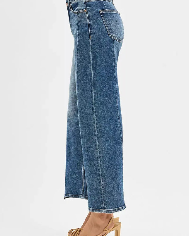 RISEN High Rise Crop Wide Leg Jeans with Step Hem - Sleekdenim.com
