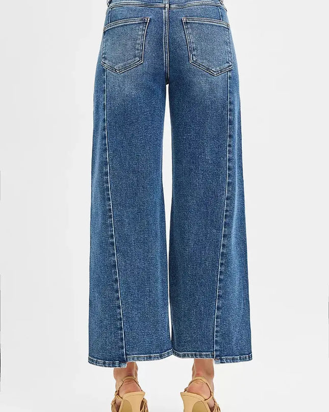 RISEN High Rise Crop Wide Leg Jeans with Step Hem - Sleekdenim.com