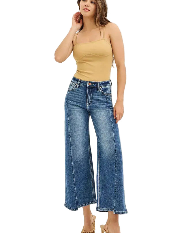 RISEN High Rise Crop Wide Leg Jeans with Step Hem - Sleekdenim.com