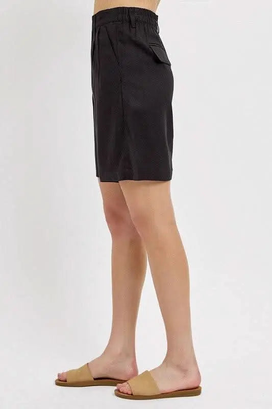 RISEN High Rise Pleated Front Shorts - Sleekdenim.com