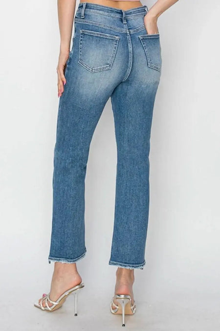 RISEN High Rise Slim Straight Jeans - Sleekdenim.com