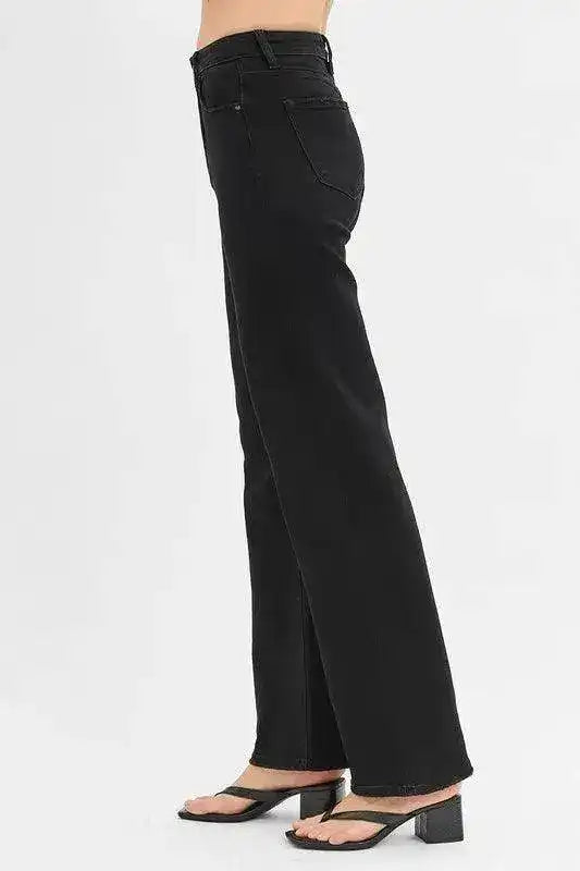 RISEN High Rise Wide Leg Jeans in Black PW21227X Plus & Regular