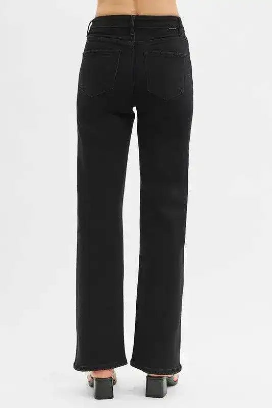 RISEN High Rise Wide Leg Jeans in Black PW21227X Plus & Regular