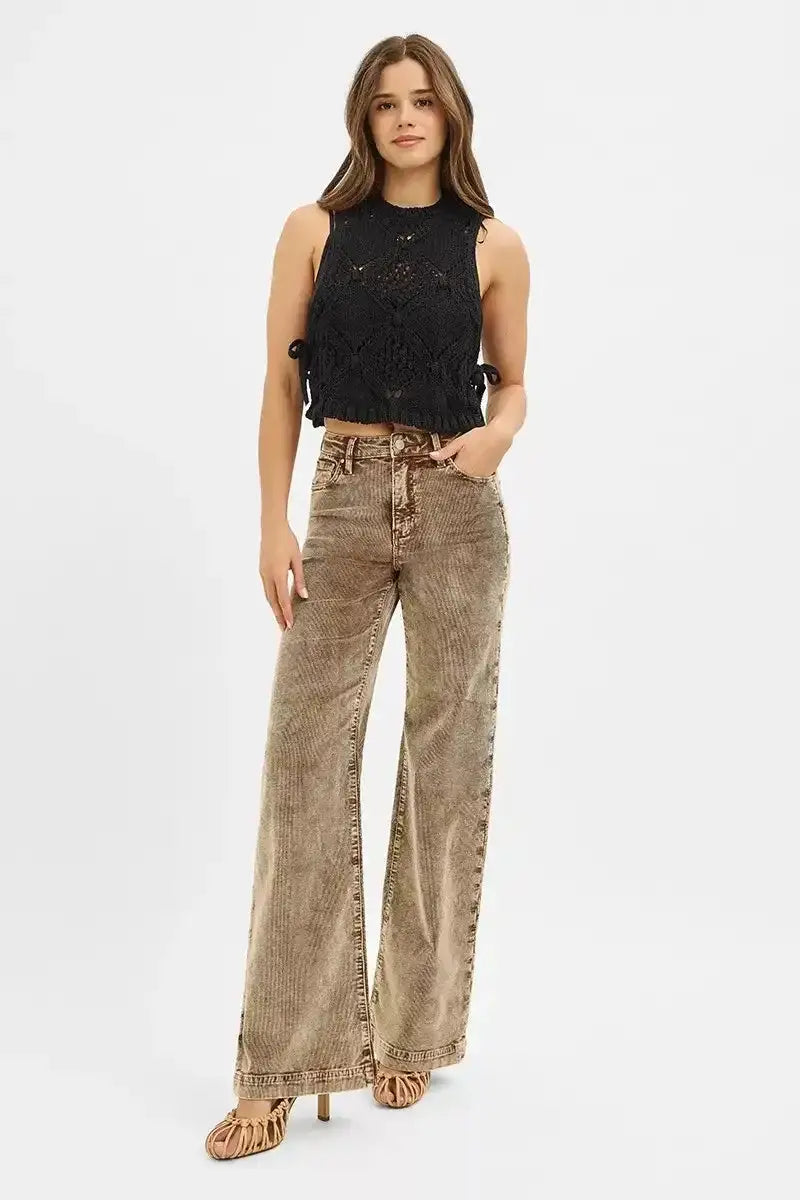 RISEN High Rise Wide Leg Corduroy Jeans - Sleekdenim.com