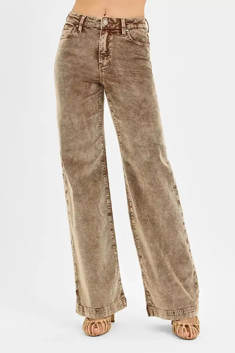 RISEN High Rise Wide Leg Corduroy Jeans - Sleekdenim.com
