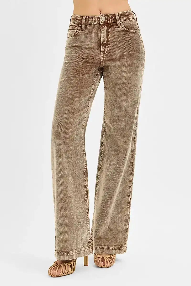 RISEN High Rise Wide Leg Corduroy Jeans - Sleekdenim.com