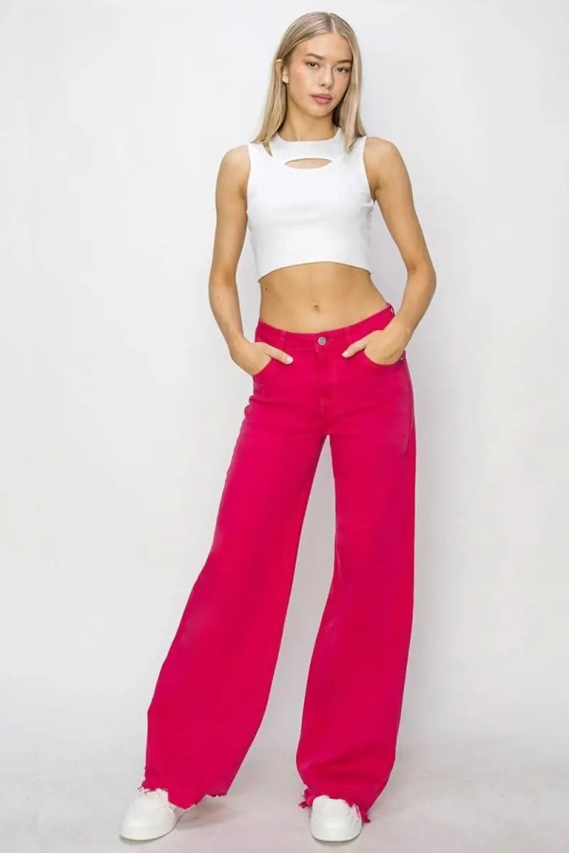 RISEN High Rise Wide Leg Jeans - Sleekdenim.com