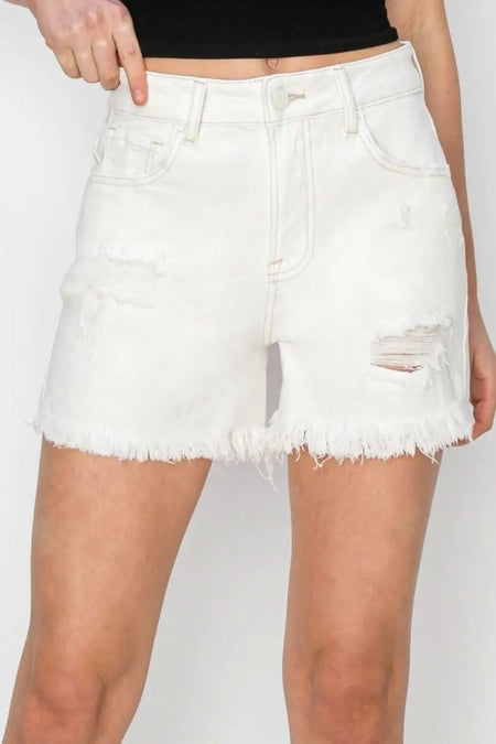 RISEN High Waist Ripped Denim Shorts - Sleekdenim.com