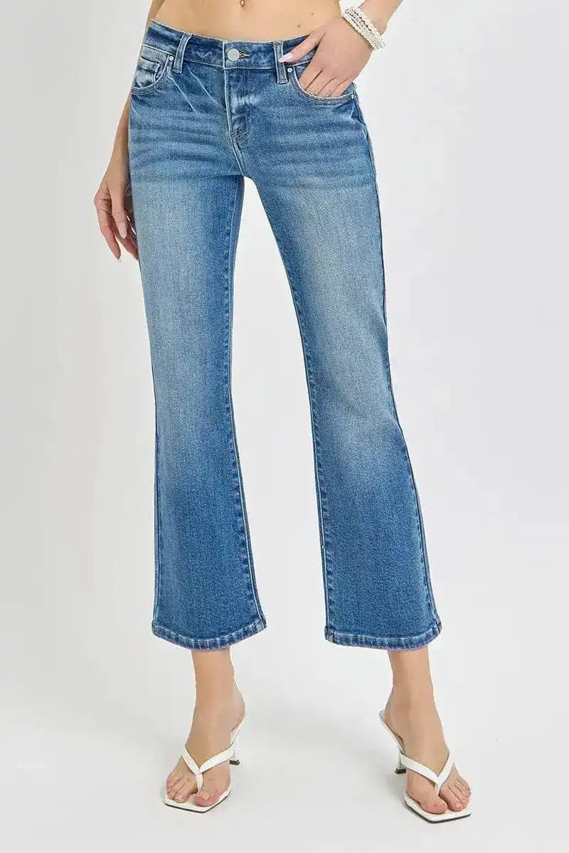 RISEN Low Rise Crop Flare Jeans - Sleekdenim.com