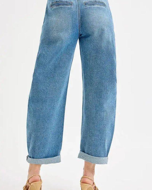 RISEN Mid Rise Fit Barrel Roll Up Jeans - Sleekdenim.com