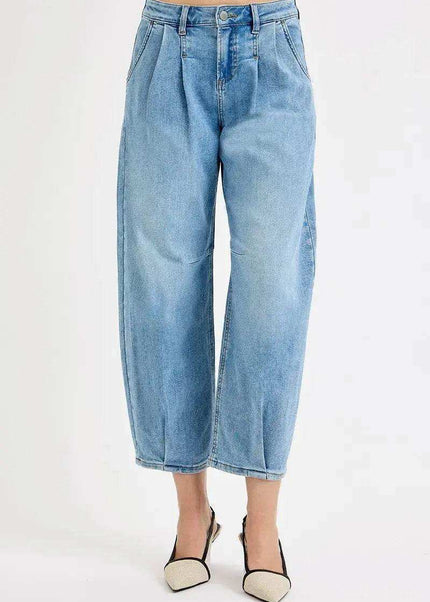 RISEN Mid Rise Fit Crop Wide Volume Leg Jeans - Sleekdenim.com