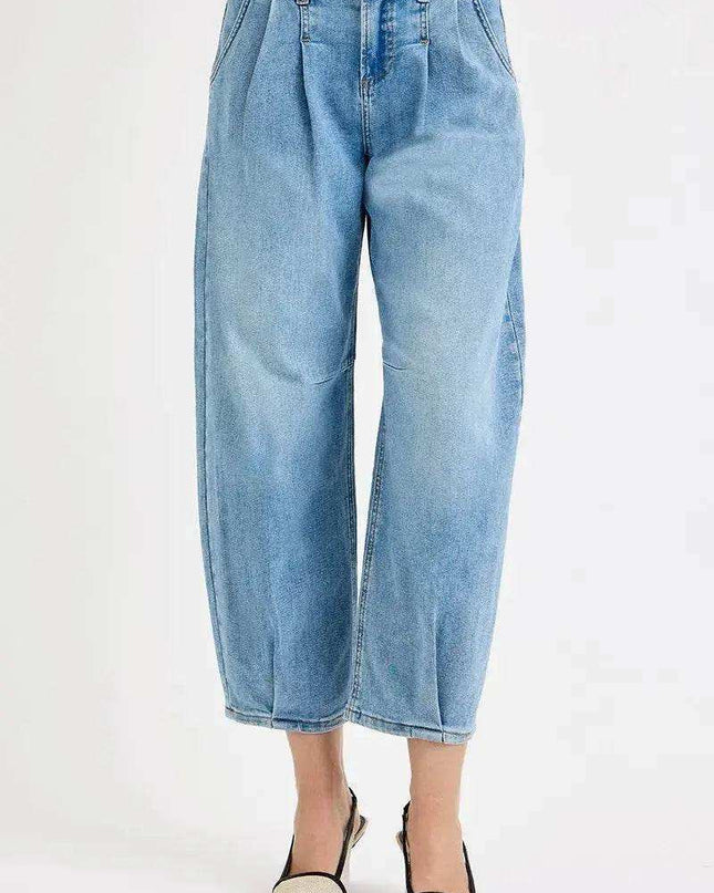 RISEN Mid Rise Fit Crop Wide Volume Leg Jeans - Sleekdenim.com
