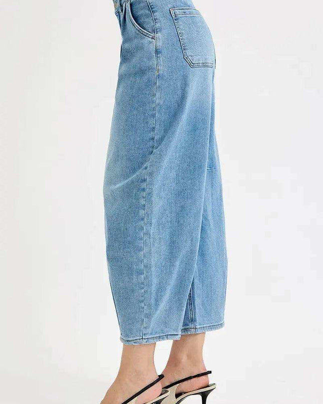 RISEN Mid Rise Fit Crop Wide Volume Leg Jeans - Sleekdenim.com