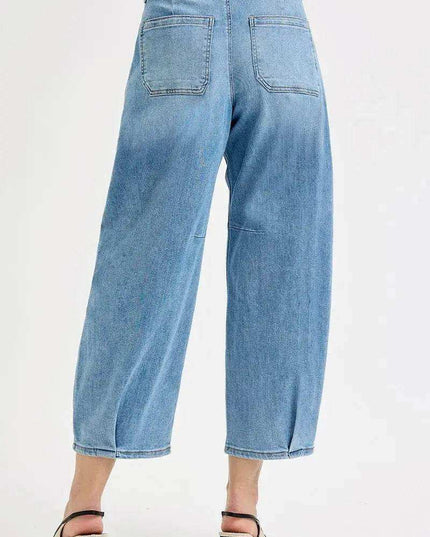 RISEN Mid Rise Fit Crop Wide Volume Leg Jeans - Sleekdenim.com