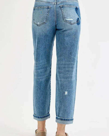 RISEN Mid Rise Fit-boyfriend Heart Shade Jeans - Sleekdenim.com