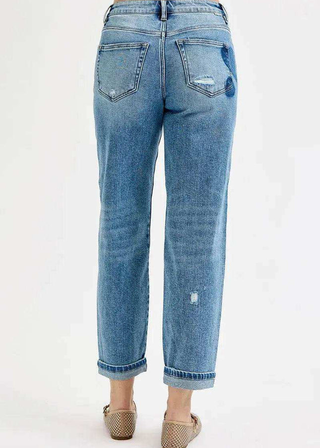 RISEN Mid Rise Fit-boyfriend Heart Shade Jeans - Sleekdenim.com