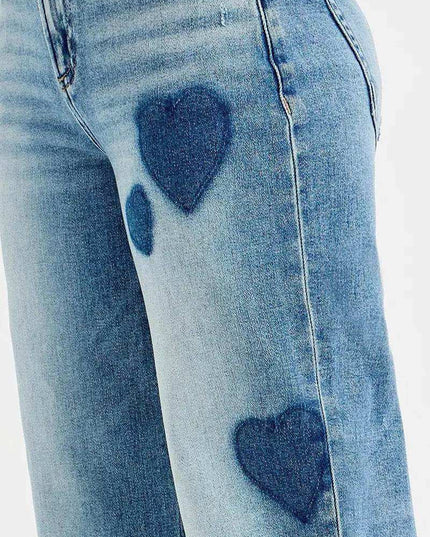 RISEN Mid Rise Fit-boyfriend Heart Shade Jeans - Sleekdenim.com