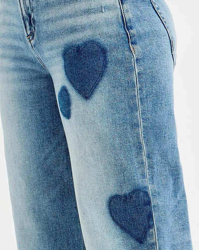 RISEN Mid Rise Fit-boyfriend Heart Shade Jeans - Sleekdenim.com