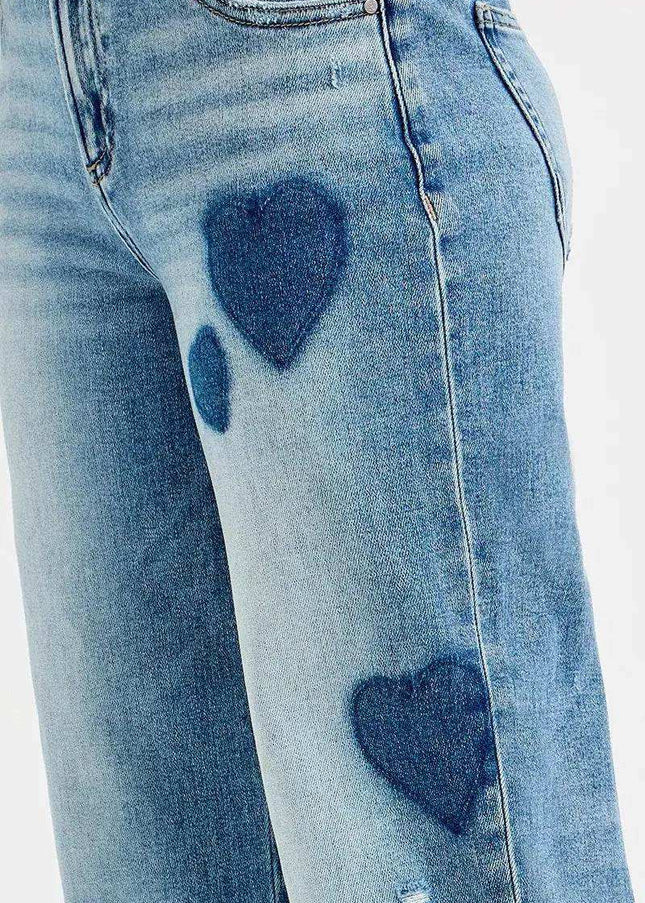 RISEN Mid Rise Fit-boyfriend Heart Shade Jeans - Sleekdenim.com