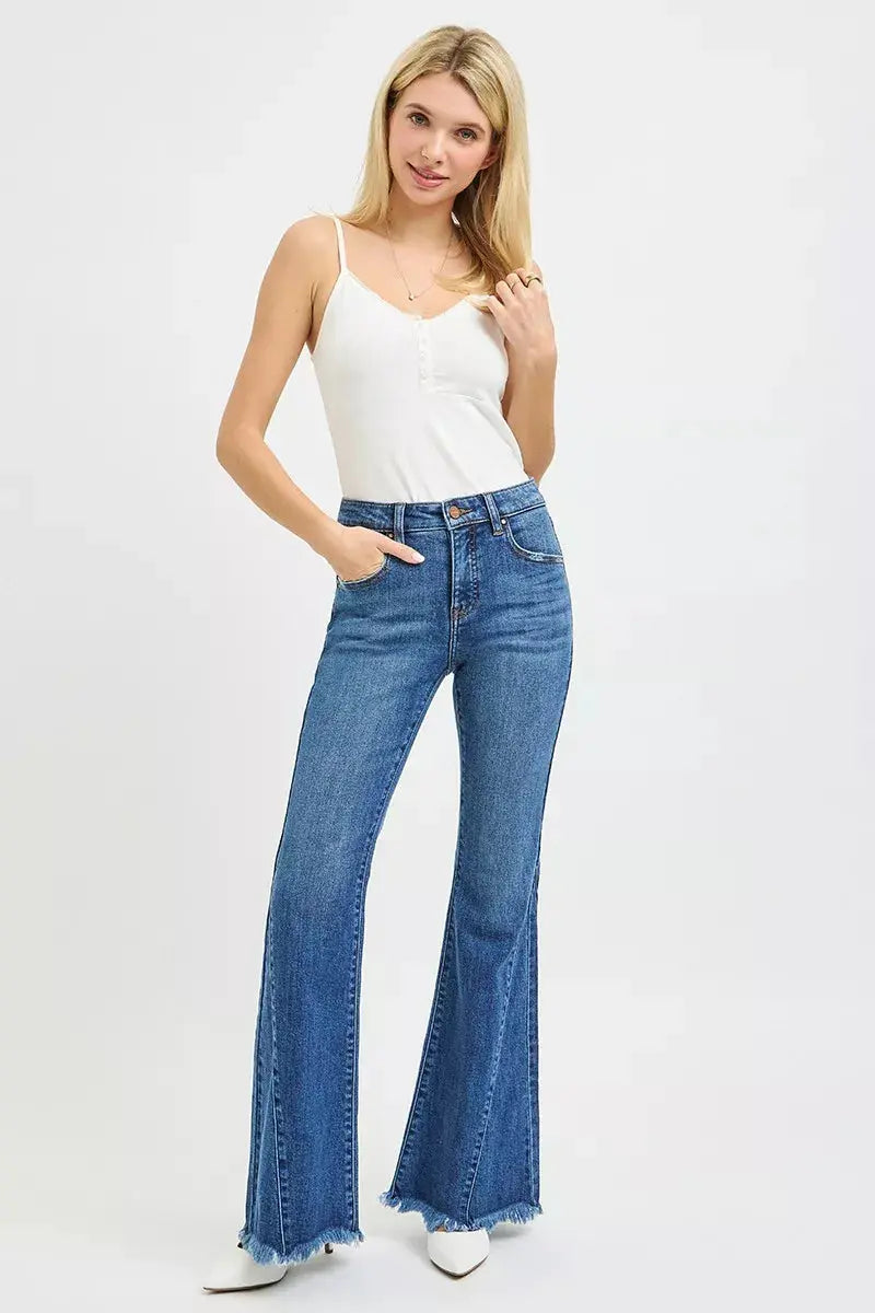 RISEN Mid Rise Flare Side Seam Detailing Jeans PF21470