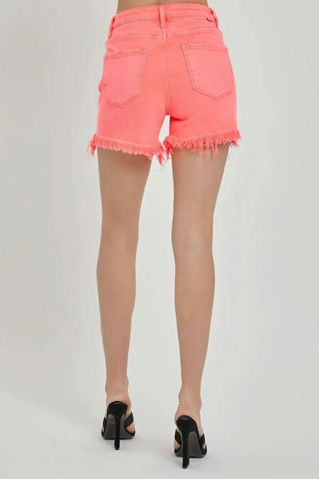 RISEN Raw Hem Asymmetrical Waist Denim Shorts - Sleekdenim.com