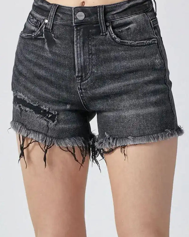 RISEN Raw Hem Denim Shorts with Pockets - Sleekdenim.com