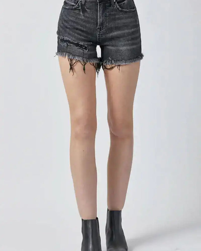 RISEN Raw Hem Denim Shorts with Pockets - Sleekdenim.com