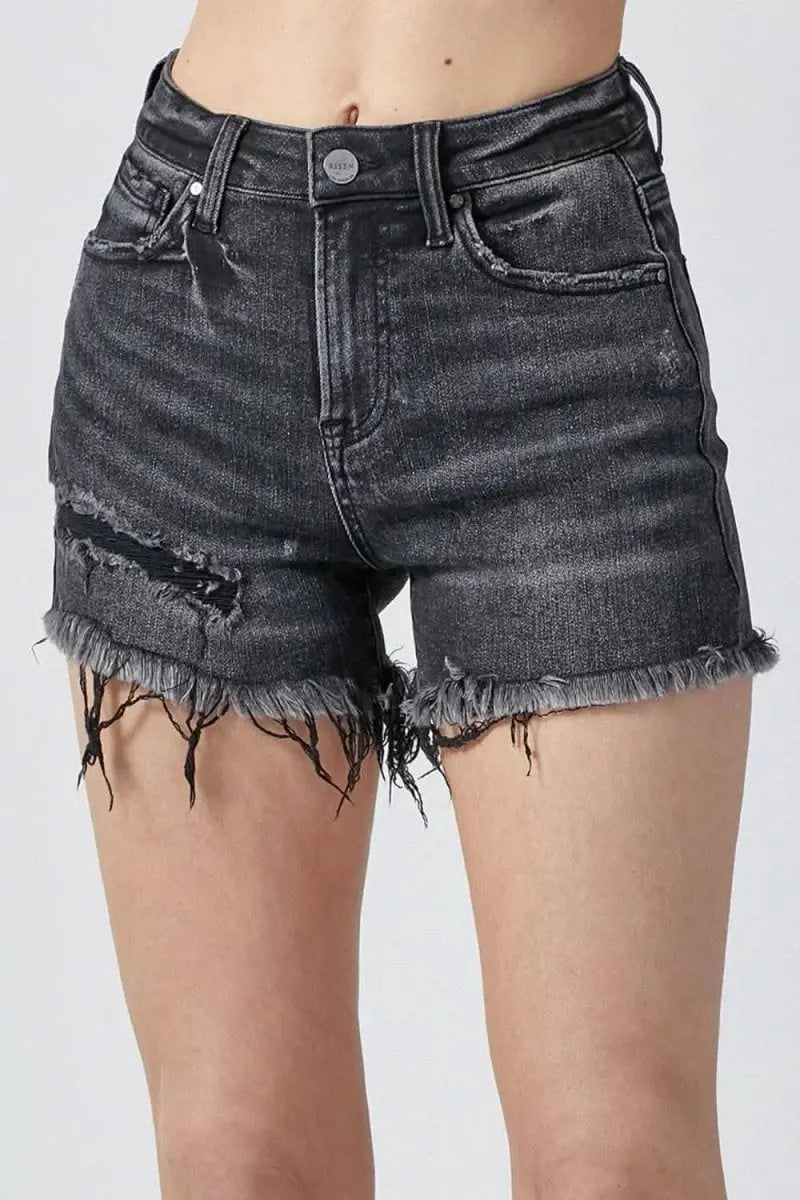 RISEN Raw Hem Denim Shorts with Pockets - Sleekdenim.com