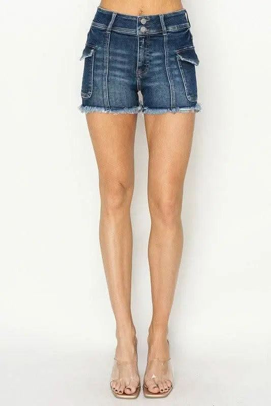 RISEN Raw Hem Denim Shorts with Pockets - Sleekdenim.com