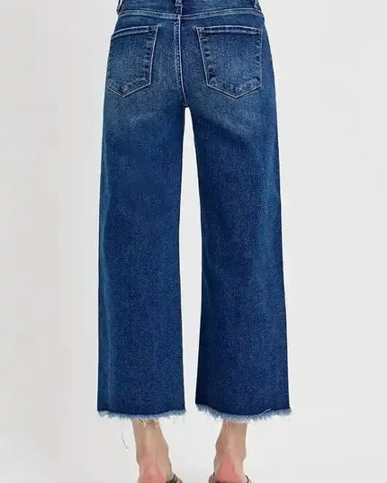 RISEN Raw Hem Wide Leg Attached Buckle Jeans - Sleekdenim.com