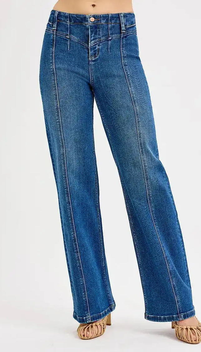 RISEN Seam Detail Wide Leg Jeans - Sleekdenim.com