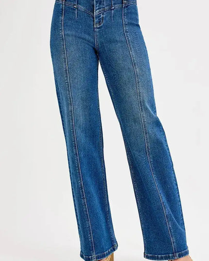 RISEN Seam Detail Wide Leg Jeans - Sleekdenim.com