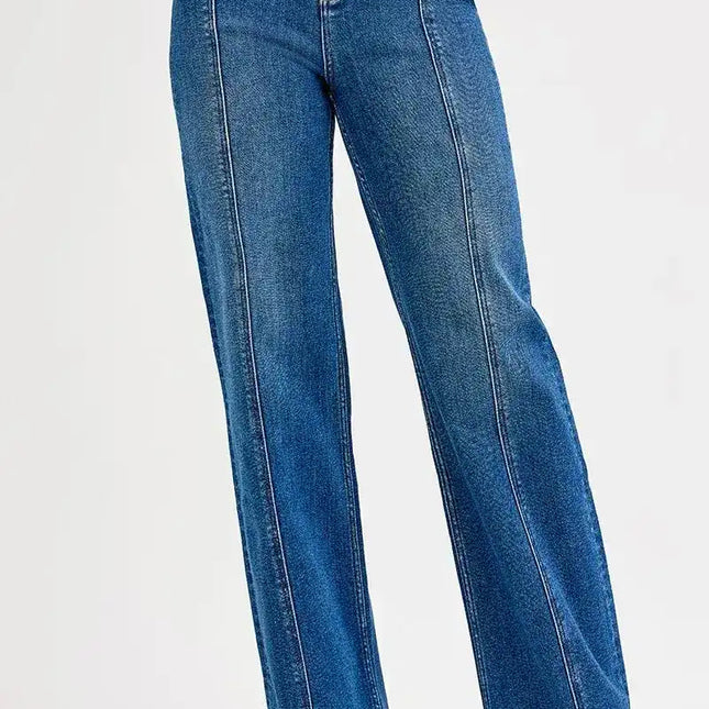 RISEN Seam Detail Wide Leg Jeans - Sleekdenim.com