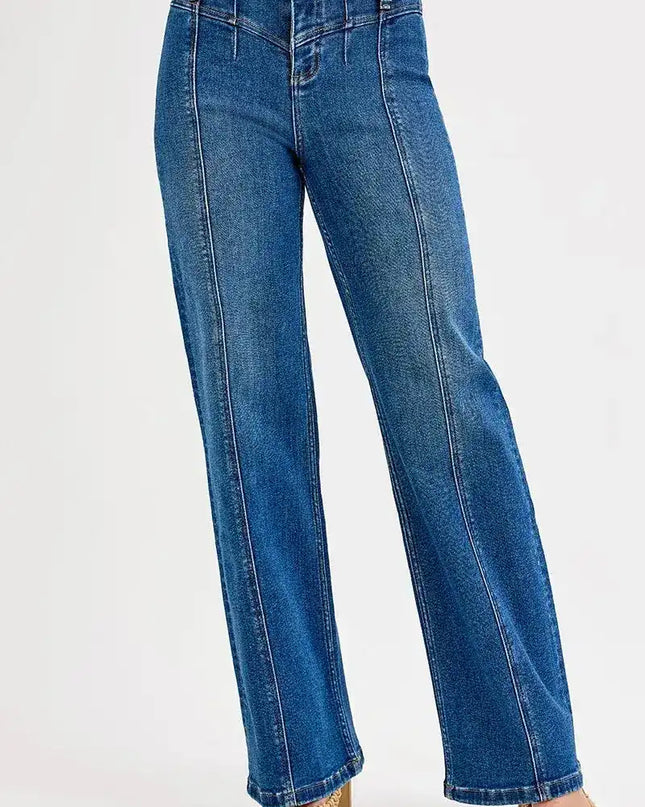 RISEN Seam Detail Wide Leg Jeans - Sleekdenim.com