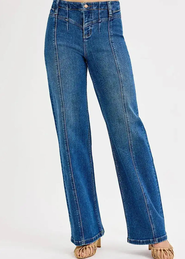 RISEN Seam Detail Wide Leg Jeans - Sleekdenim.com